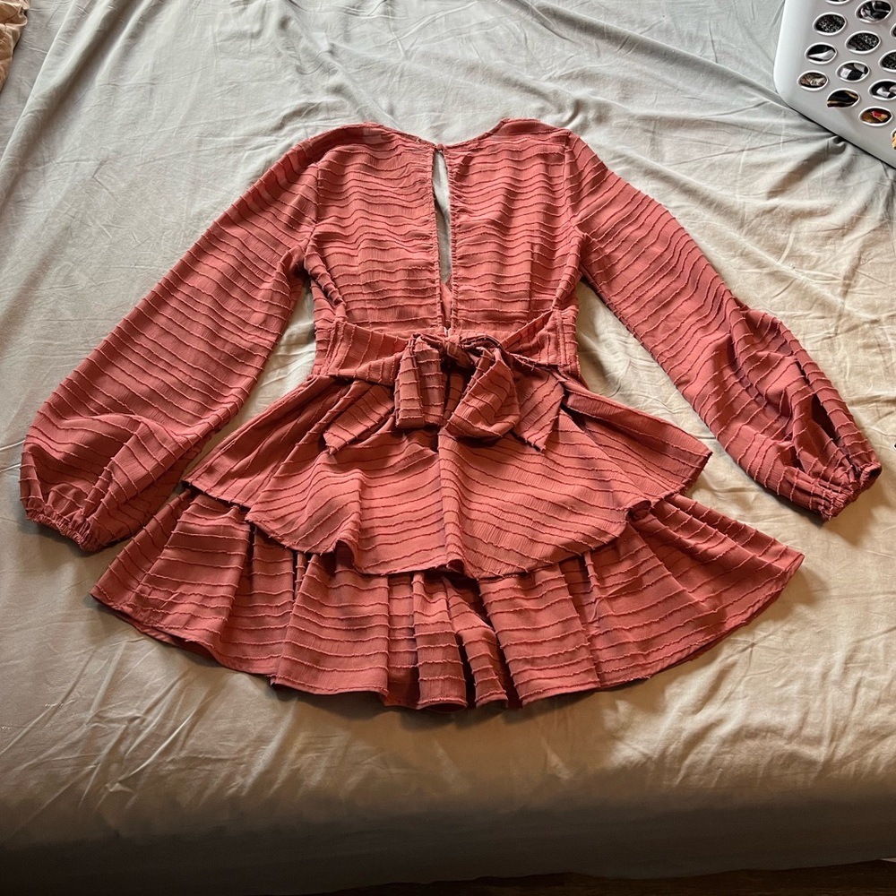 Mauve colored Ruffled Romper - Picture 2 of 3